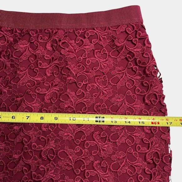 Ann Taylor Womens Embroidered Lace Overlay Skirt Size 4P Petite Dark Red NEW - Picture 8 of 13